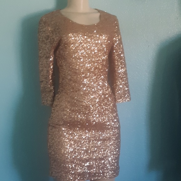 Lovers + Friends Gold Sequined Mini Dress - Picture 4 of 5